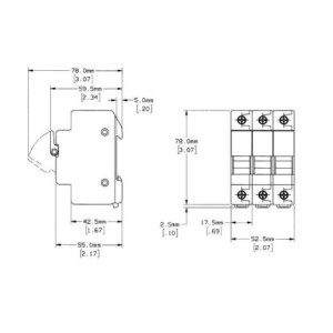 Fuse Holder 30A 3P 600V ac~dc