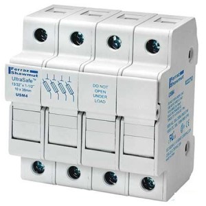 30A 4P 600V ac~dc Ultrasafe Midget Fuse Holder