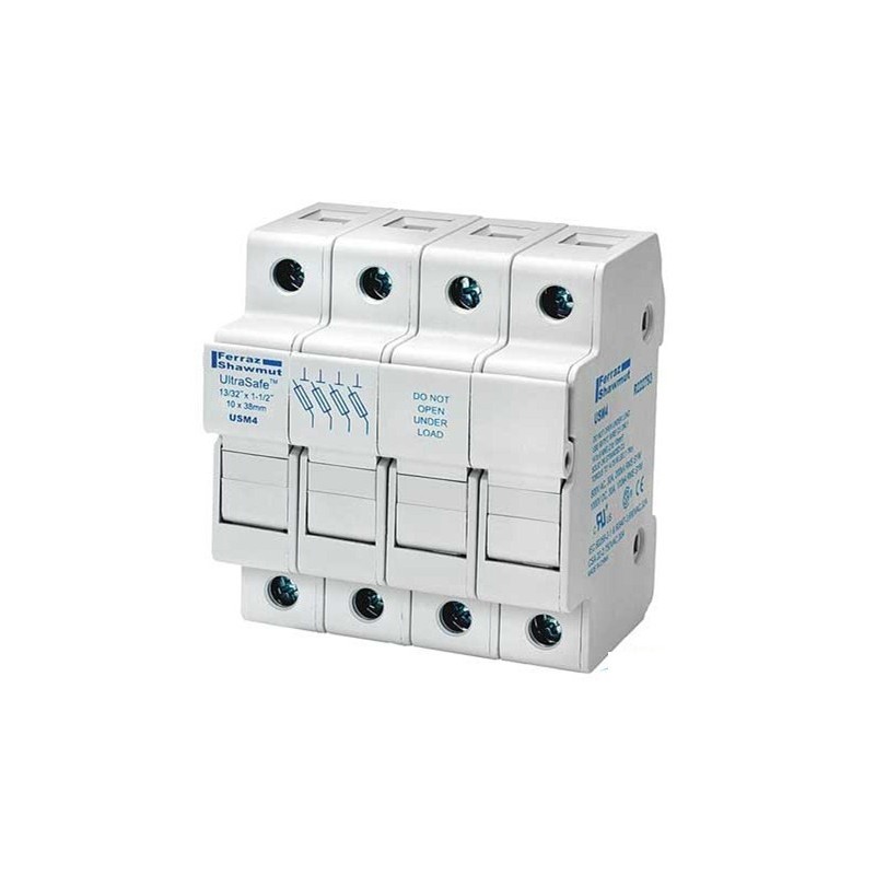 30A 4P 600V ac~dc Ultrasafe Midget Fuse Holder