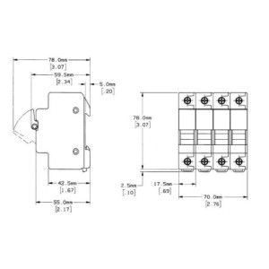 30A 4P 600V ac~dc Ultrasafe Midget Fuse Holder