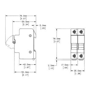 30A 2P 600V-ac~dc Ultrasafe Fuse Holder