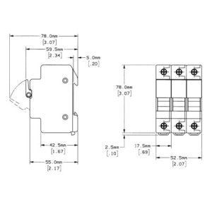 30A 3P 600V-ac~dc Ultrasafe Fuse Holder