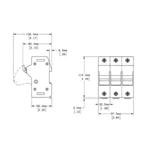 30A 3P 600V ac~dc Ultrasafe Class J Fuse Holder
