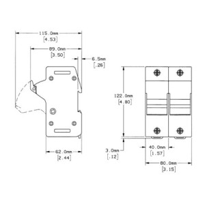 60A 2P 600V ac~dc Ultrasafe Class J Fuse Holder