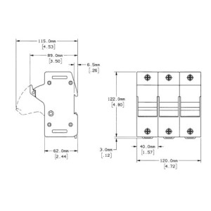60A 3P 600V ac~dc Ultrasafe Class J Fuse Holder