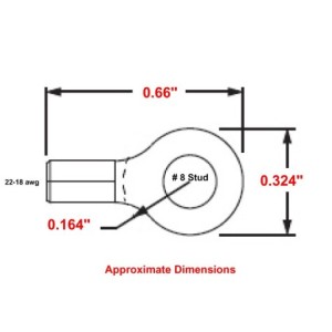22-18 Wire Gauge No.8 Stud Ring Terminal