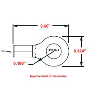 22-18 Wire Gauge No.10 Stud Ring Terminal