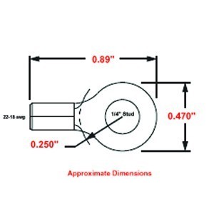 22-18 Wire Gauge No.1/4" Stud Ring Terminal