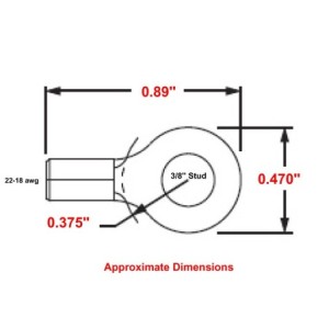 22-18 Wire Gauge No.3/8" Stud Ring Terminal