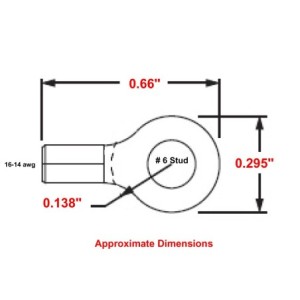 16-14 Wire Gauge No.6 Stud Ring Terminal