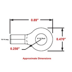 16-14 Wire Gauge 1/4" Stud Ring Terminal