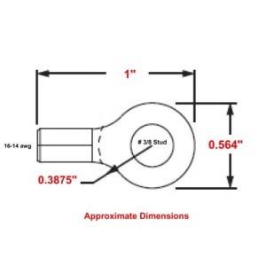 16-14 Wire Gauge 3/8" Stud Ring Terminal