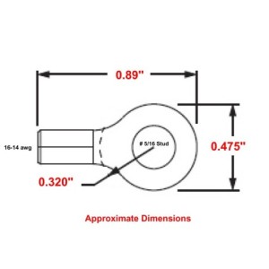 16-14 Wire Gauge 5/16" Stud Ring Terminal