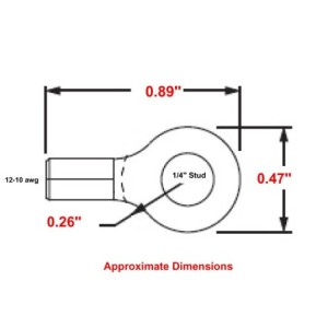 12-10 Wire Gauge 1/4" Stud Ring Terminal