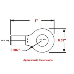 12-10 Wire Gauge 3/8" Stud Ring Terminal