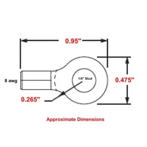 8 Wire Gauge 1/4" Stud Ring Terminal