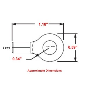 8 Wire Gauge 5/16" Stud Ring Terminal