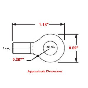 8 Wire Gauge 3/8" Stud Ring Terminal