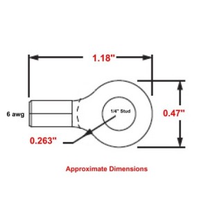 6 Wire Gauge 1/4" Stud Ring Terminal