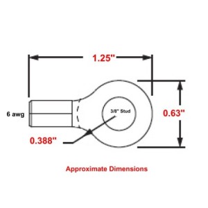 6 Wire Gauge 3/8" Stud Ring Terminal