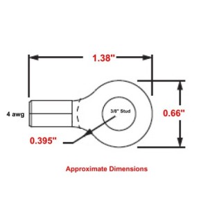 4 Wire Gauge 3/8" Stud Ring Terminal