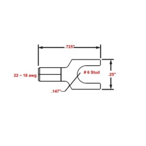 22-18 Wire Gauge No.6 Stud Spade Terminal