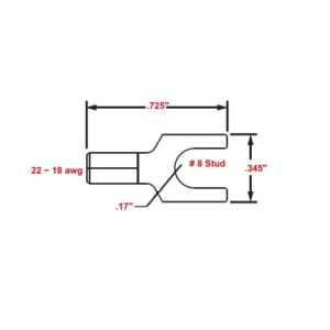 22-18 Wire Gauge No.8 Stud Spade Terminal