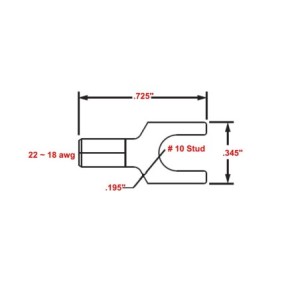 22-18 Wire Gauge No.10 Stud Spade Terminal