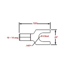 16-14 Wire Gauge No.6 Stud Spade Terminal
