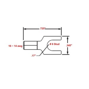 16-14 Wire Gauge No.8 Stud Spade Terminal