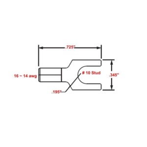 16-14 Wire Gauge No.10 Stud Spade Terminal