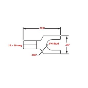 12-10 Wire Gauge No.6 Stud Spade Terminal