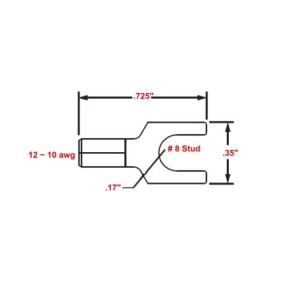 12-10 Wire Gauge No.8 Stud Spade Terminal