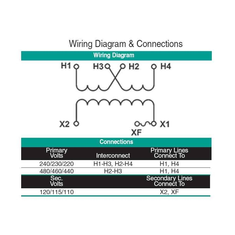 Open Coil Machine Tool Control Transformer wiring diagram 120v 